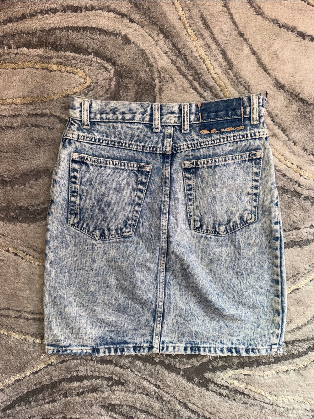 VINTAGE Diamond Wash Acid Wash Light Blue Denim Skirt